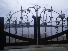 A gate with obligatory love-locks